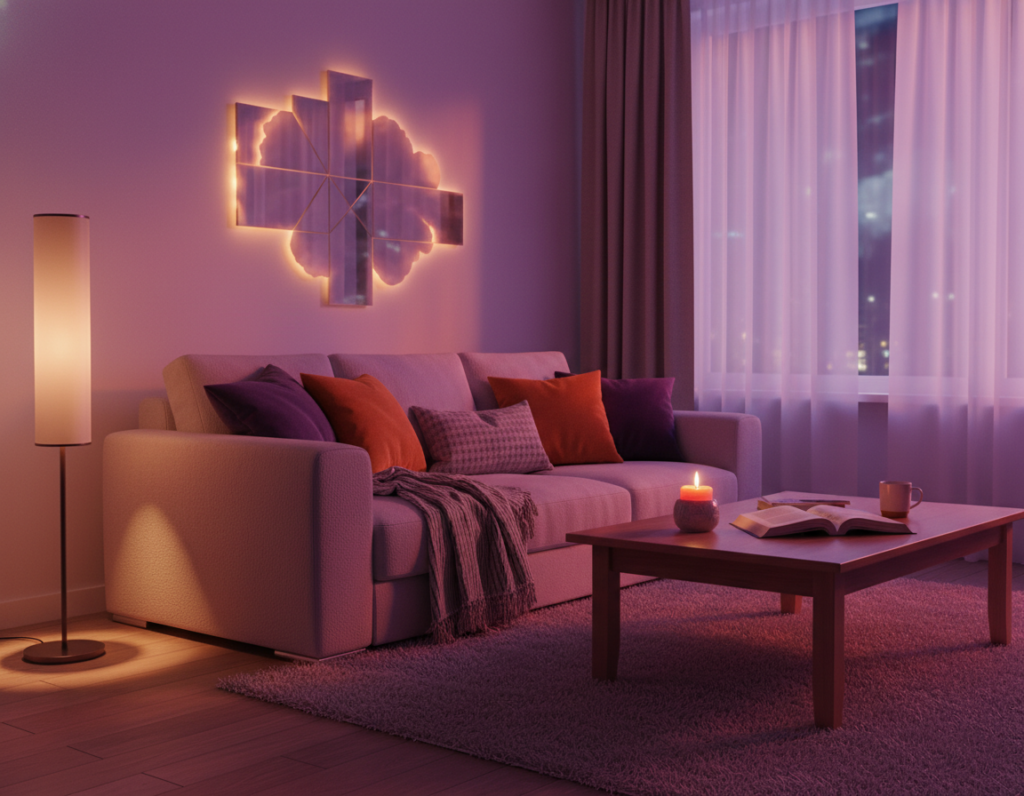 Soft Purple and Orange Color Schemes That Create a Relaxing Night Atmosphere