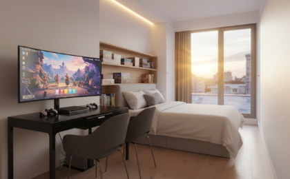 space saving gaming room layout